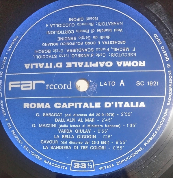 télécharger l'album Various - Nel 1 Centenario Di Roma Capitale DItalia 1870 1970