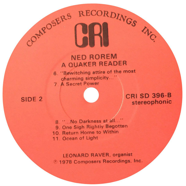 baixar álbum Ned Rorem, Leonard Raver - A Quaker Reader