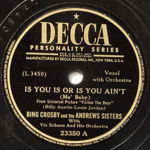 Andrews Sisters With Vic Schoen And His Orchestra – Massachusetts