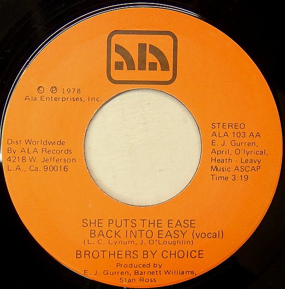 Brothers By Choice – She Puts The Ease Back Into Easy (1978, Vinyl 