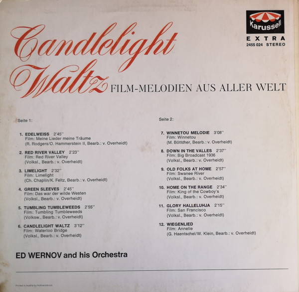 descargar álbum Ed Wernov And His Orchestra - Candelight Waltz Film Melodien Aus Aller Welt