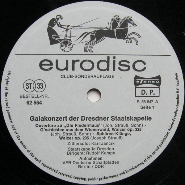 last ned album Rudolf Kempe, Staatskapelle Dresden - Galakonzert Der Dresdner Staatskapelle Walzer Und Overtüren Von Strauß Lehár Suppé