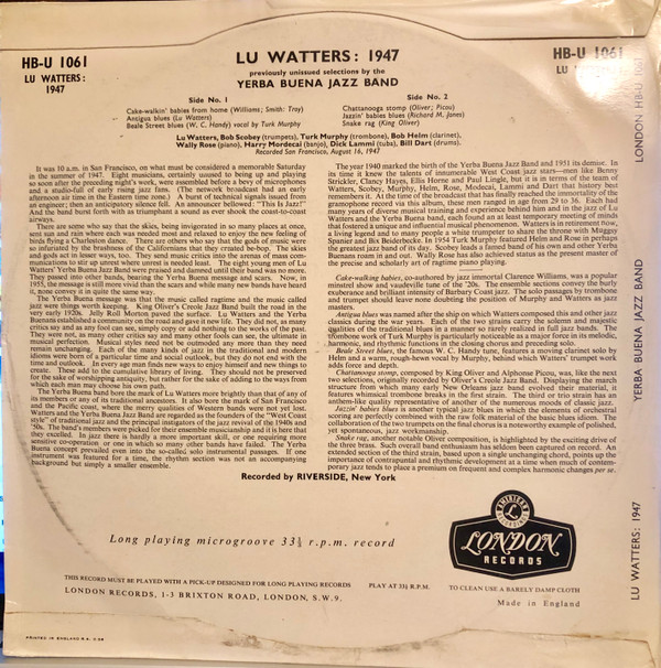last ned album Lu Watters - 1947