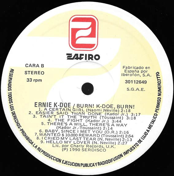 last ned album Ernie KDoe - Burn K Doe Burn