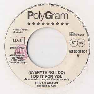 Bryan Adams - (Everything I Do) I Do It For You / It's Written All Over My Face album cover