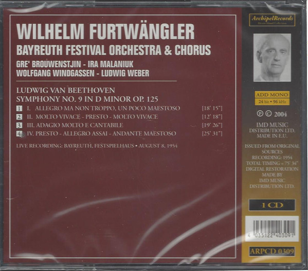 baixar álbum Beethoven Bayreuth Festival Orchestra, Furtwängler - Ninth Symphony Bayreuth Festival August 1954