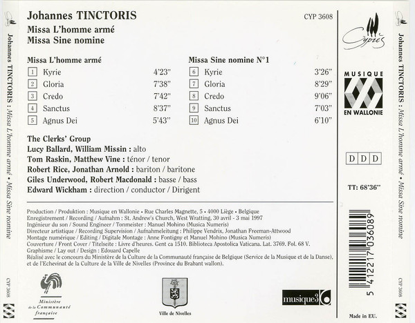 baixar álbum The Clerks' Group, Edward Wickham, Johannes Tinctoris - Missa LHomme Armé Missa Sine Nomine