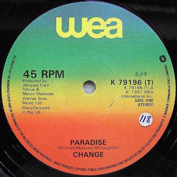 Change – Paradise (1981, Vinyl) - Discogs