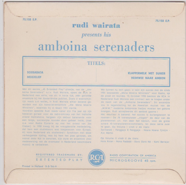 descargar álbum Rudi Wairata - Amboina Sernaders Volume 3