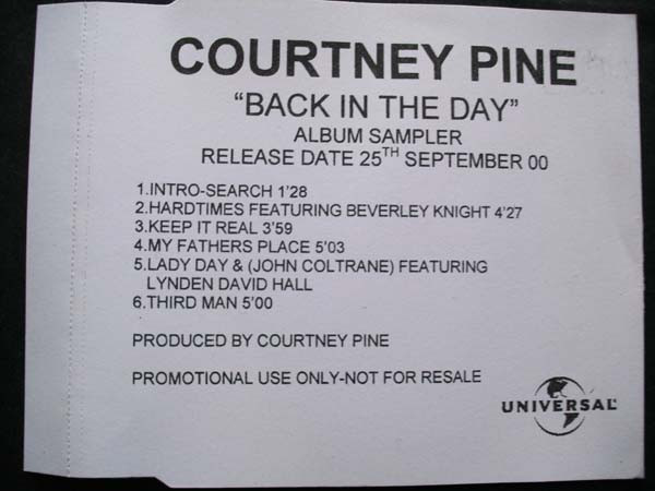 Courtney Pine – Back In The Day (2000, CDr) - Discogs