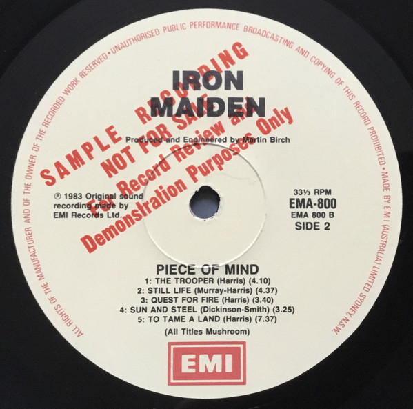 Iron Maiden – Piece Of Mind (1983, Gatefold, Vinyl) - Discogs