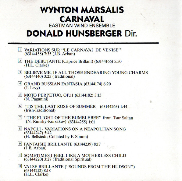 Wynton Marsalis, Eastman Wind Ensemble, Donald Hunsberger - Carnaval, Releases