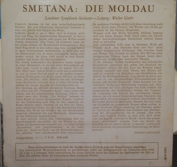 télécharger l'album Smetana Walter Goehr Londoner Symphonie Orchester - Die Moldau