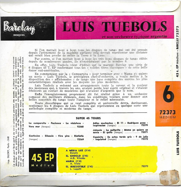 télécharger l'album Luis Tuebols Et Son Orchestre Typique Argentin - A Media Luz
