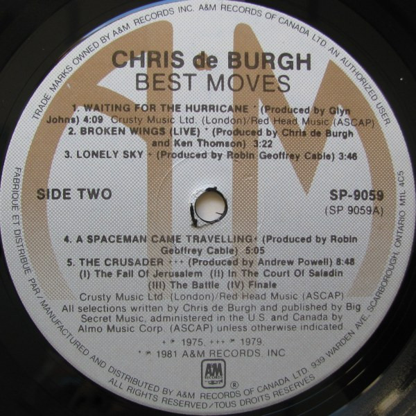 Chris de Burgh - Best Moves | A&M Records (SP 9059) - 4