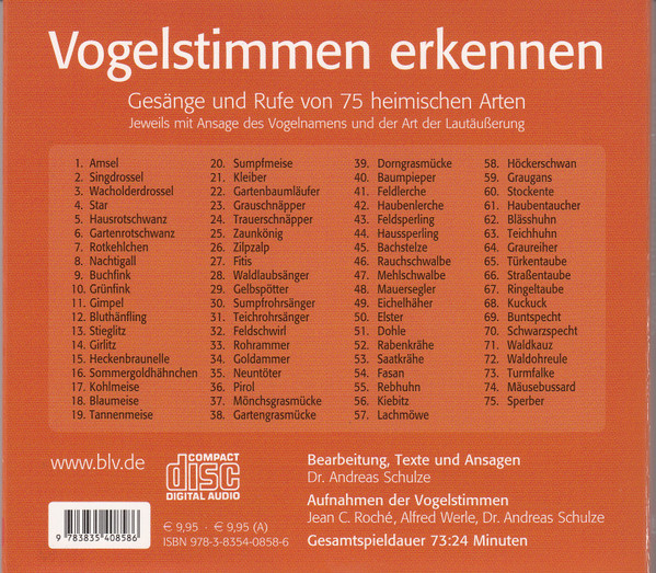 télécharger l'album Andreas Schulze - Vogelstimmen Erkennen Gesänge Und Rufe Von 75 Häufigen Arten