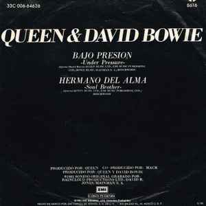 Queen & David Bowie – Under Pressure = Bajo Presión / Soul Brother =  Hermano Del Alma (1981, Semi-Translucent, Vinyl) - Discogs