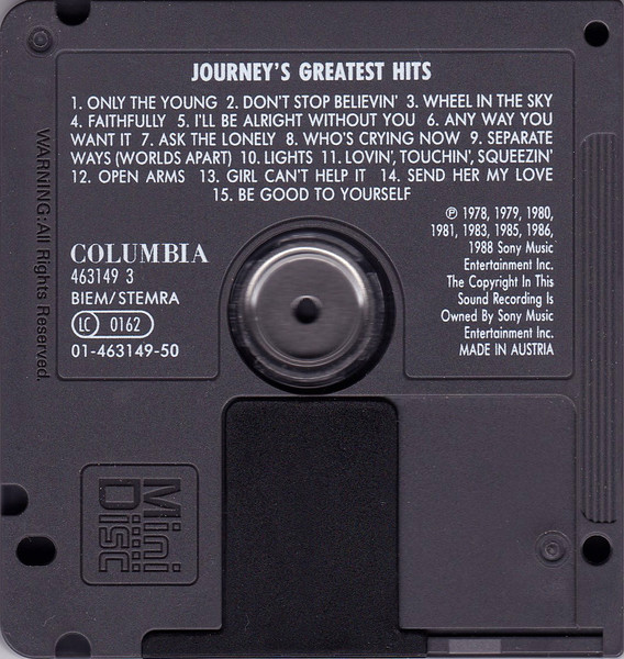 ○○Z684 MD Mini Disc JOURNEY ジャーニー GREATEST HITS グレイ