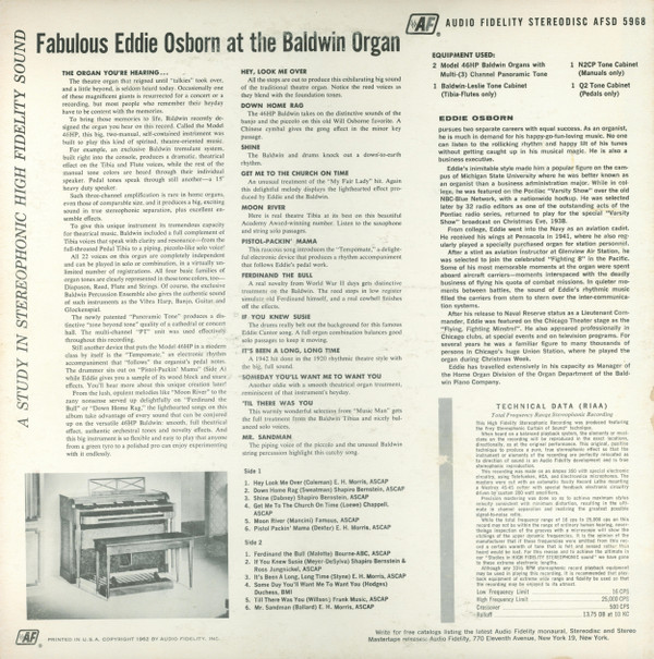 Album herunterladen Eddie Osborn - At The Baldwin Organ