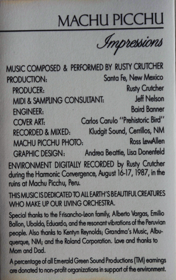 baixar álbum Rusty Crutcher - Machu Picchu Impressions