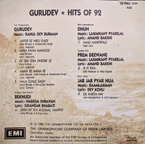 lataa albumi Rahul Dev Burman - Gurudev Hits Of 92