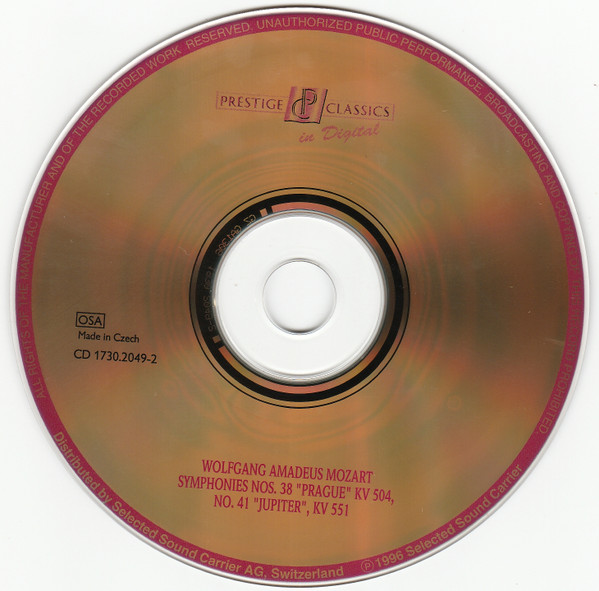 baixar álbum Wolfgang Amadeus Mozart, Orchestre Philharmonique Slovaque, Zdeněk Košler - Symphonies Nos 38 Prague KV 504 No 41 Jupiter KV 551