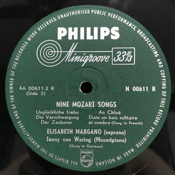 ladda ner album Mozart, Elisabeth Margano, Janny Van Wering - Nine Mozart Songs