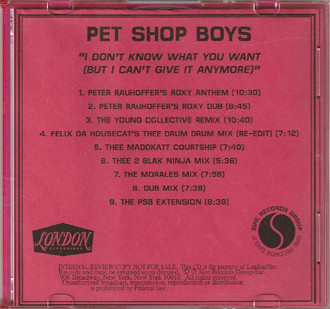 Pet Shop Boys promotion Copy