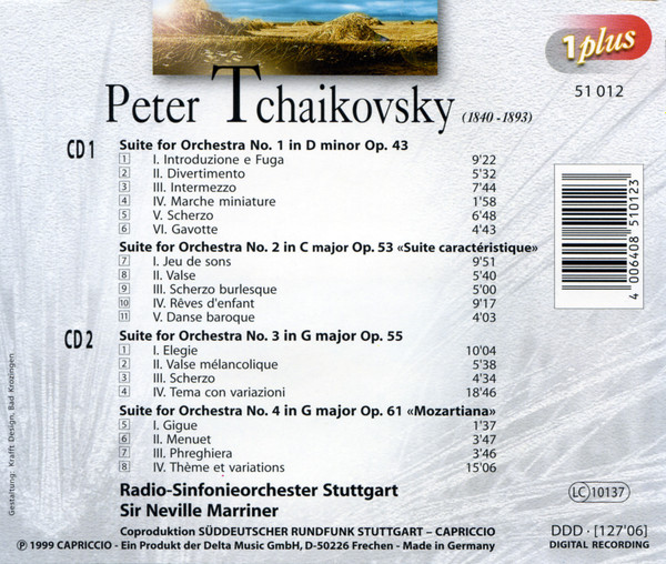 télécharger l'album Peter Tchaikovsky, Sir Neville Marriner - Tchaikovsky Suites Nos 1 4