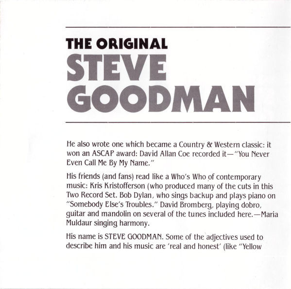 descargar álbum Steve Goodman - The Original Steve Goodman