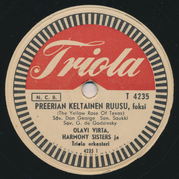 Olavi Virta, Harmony Sisters – Preerian Keltainen Ruusu / Flamingo (1955,  Shellac) - Discogs