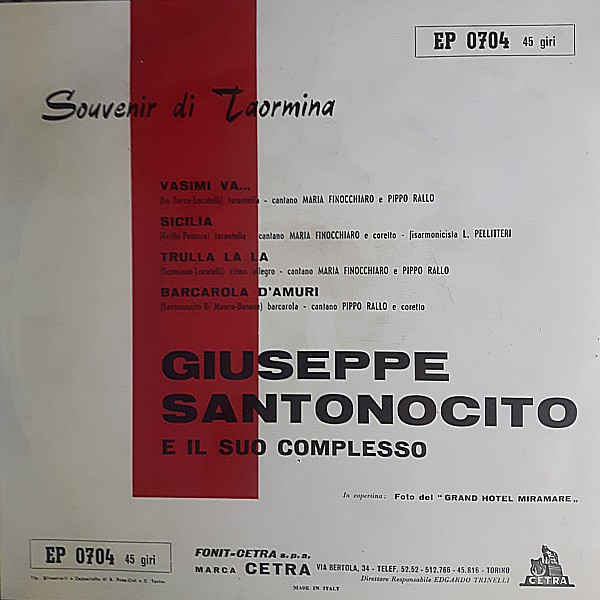 télécharger l'album Giuseppe Santonocito E Il Suo Complesso - Souvenir Di Taormina