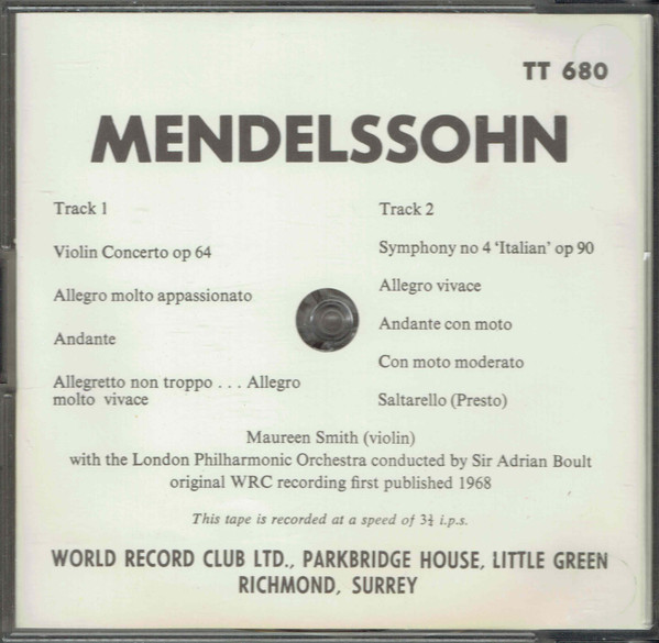 Album herunterladen Mendelssohn, Maureen Smith , London Philharmonic Orchestra, Sir Adrian Boult - Violin Concerto Italian Symphony