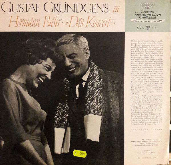 lataa albumi Gustaf Gründgens - Gustaf Gründgens In Hermann Bahr Das Konzert