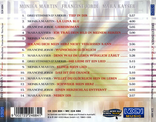 ladda ner album Monika Martin & Francine Jordi & Mara Kayser - Drei Stimmen DAmour