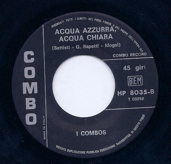 lataa albumi I Combos - Solo Per Te Acqua Azzurra Acqua Chiara