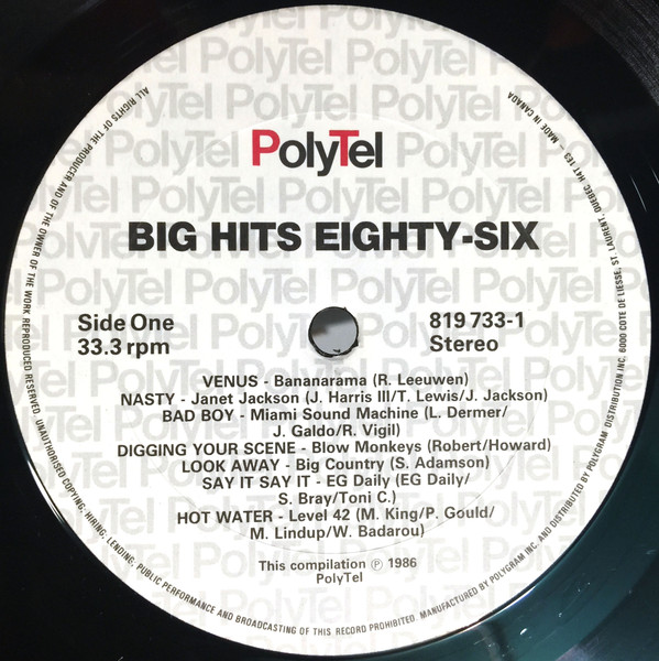 descargar álbum Various - Big Hits Eighty Six