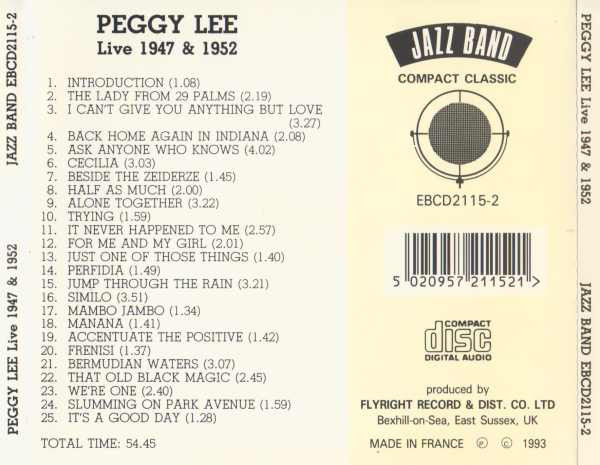ladda ner album Peggy Lee - Live 1947 1952