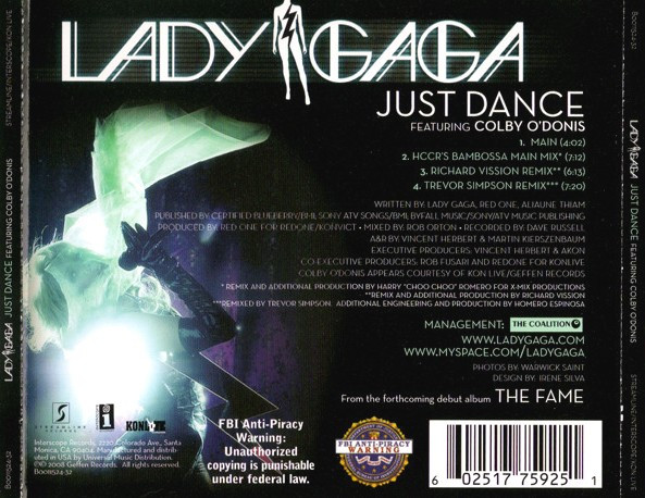 Lady Gaga Featuring Colby O'Donis - Just Dance, Releases
