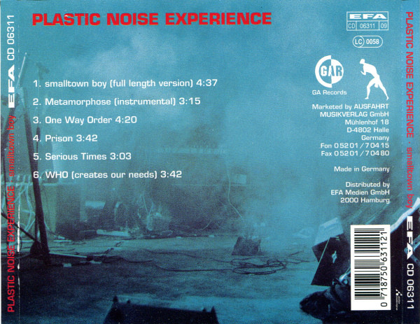 Plastic Noise Experience – Smalltown Boy (1992, CD) - Discogs