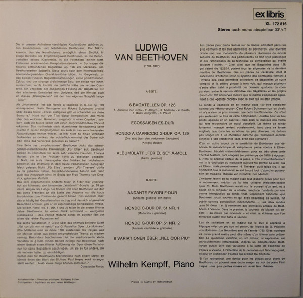 télécharger l'album Beethoven Wilhelm Kempff - Bagatellen