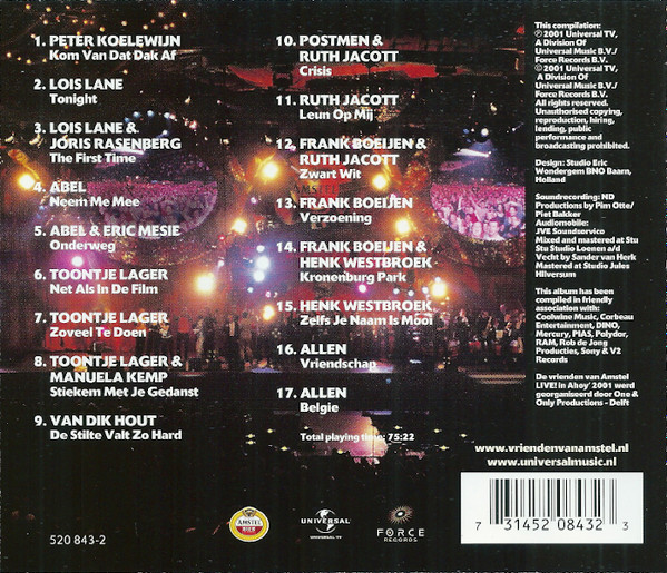 télécharger l'album Various - De Vrienden Van Amstel Live In Ahoy 2001