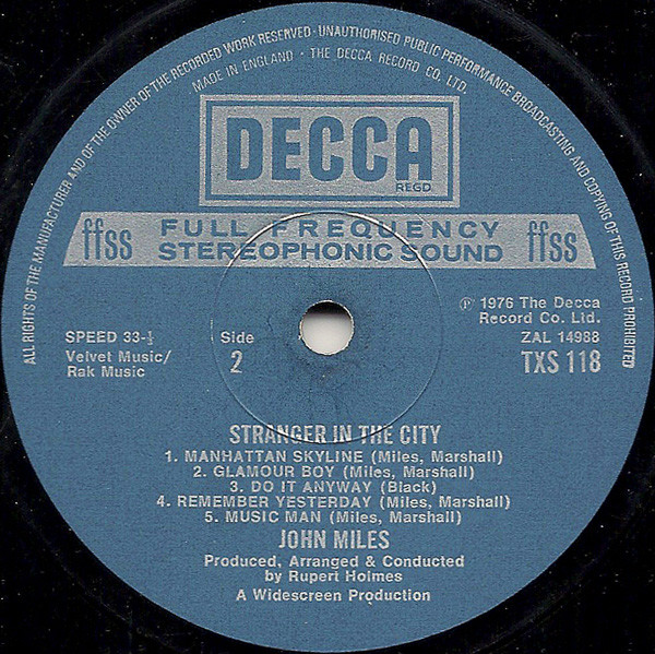 John Miles - Stranger In The City | Decca (TXS 118) - 6