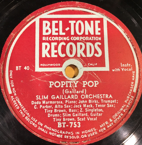 Slim Gaillard Orchestra - Dizzy Boogie / Popity Pop | Releases 