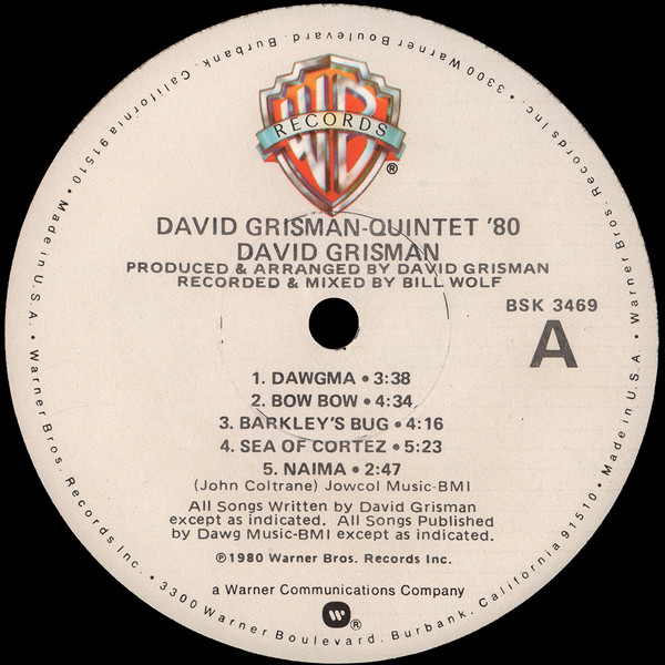 David Grisman - Quintet '80 | Warner Bros. Records (BSK 3469) - 3