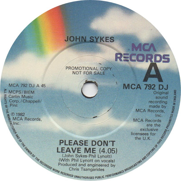 John Sykes – Please Don't Leave Me (1982, Vinyl) - Discogs