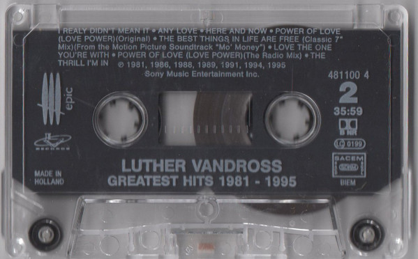 Luther Vandross/Greatest Hits 1981-1995 (Epic / LV Records 481100 9)CD Album