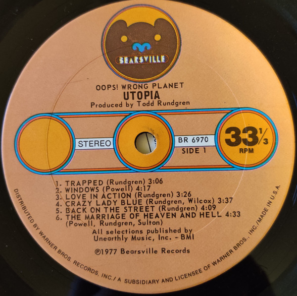 Utopia - Oops! Wrong Planet | Bearsville (BR 6970) - 3