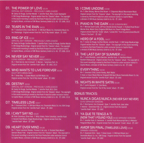 last ned album Jennifer Rush - The Very Best Of The EMIVirgin Years