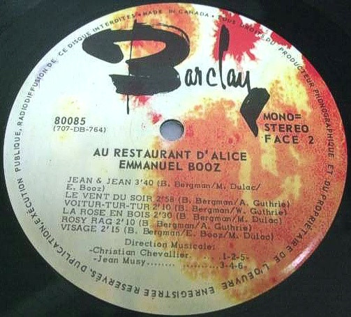 lataa albumi Emmanuel Booz - Au Restaurant DAlice